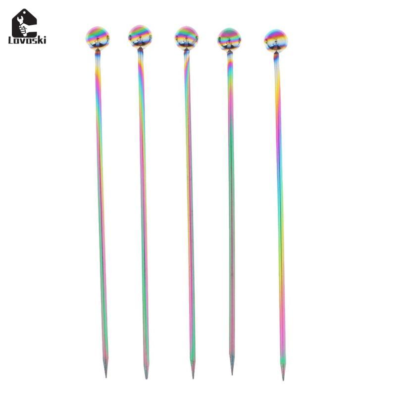 5 Cái / bộ Thép Không Gỉ Cocktail Chọn Cocktail Trái Cây Gậy Thanh Dụng Cụ