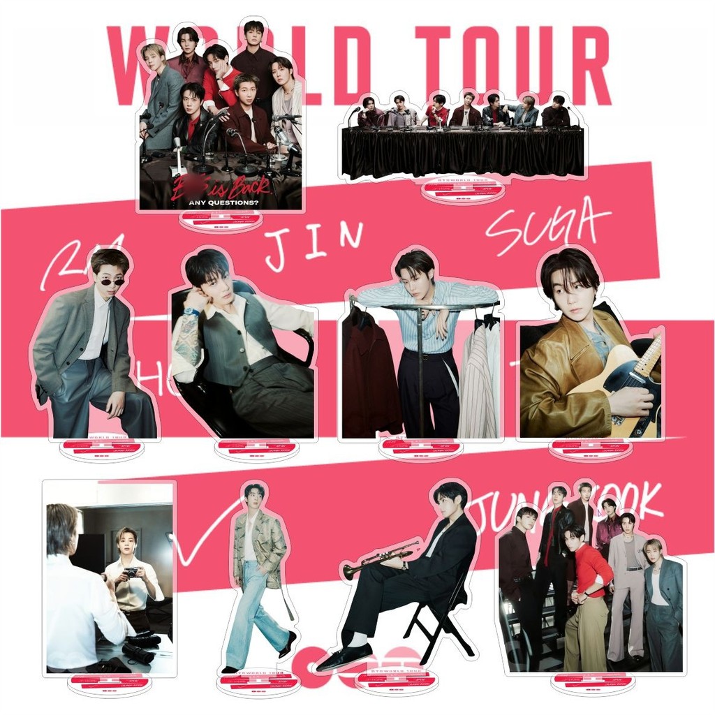 Kpop Idol Jimin, Jin, Suga, Jungkook Magazine Comeback Acrylic Hai Mặt HD Đứng Màn Hình Để Bàn