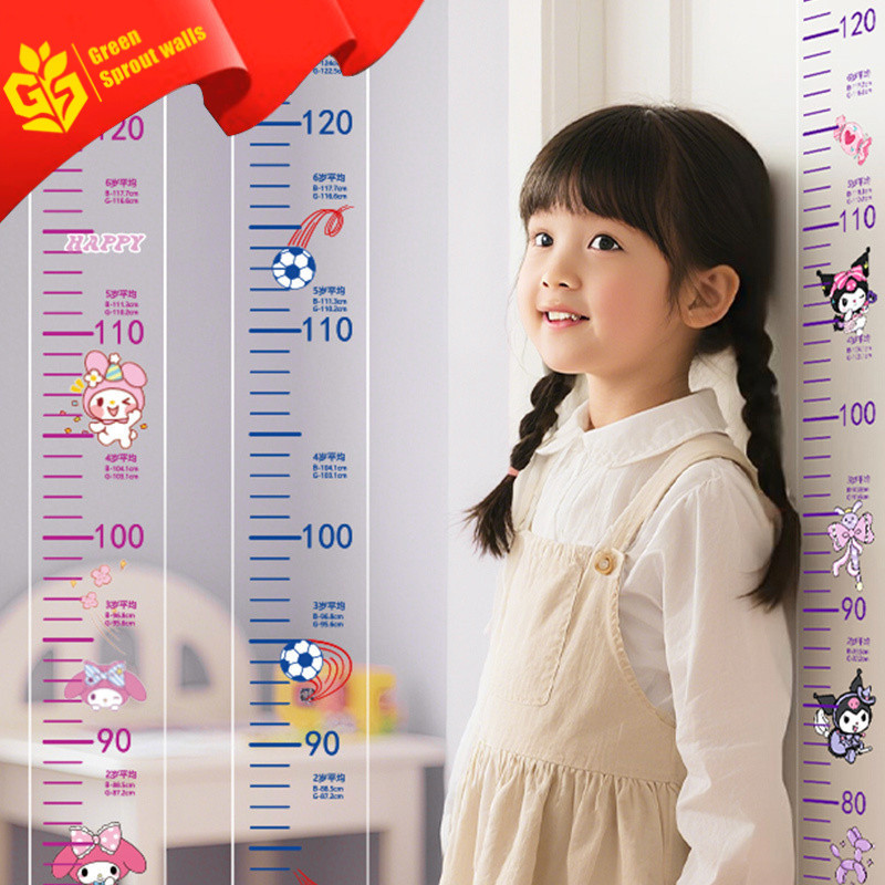 Kuromi Đo Chiều Cao Dán Tường Trong Suốt Chiều Cao Miếng Dán Không Làm Tổn Thương Tường Trẻ Em Đo Chiều Cao Dụng Cụ Tiện Dụng Có Thể Tháo Rời Không Làm Tổn Thương Tường