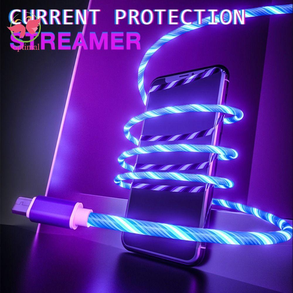 OPTIMAL Giới Hạn Phát Sáng Cáp LED USB C Dây 1PC Sạc Nhanh Đèn LED 1M Phụ Kiện Dạ Quang Loại C Sạc D