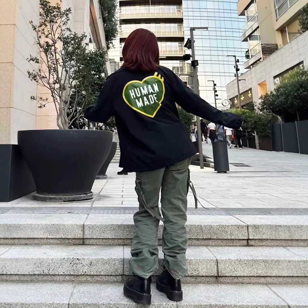 HUAMAN MADE American-style trendy brand heart design cleanfit Men's coach jacket ins Women's Autumn 