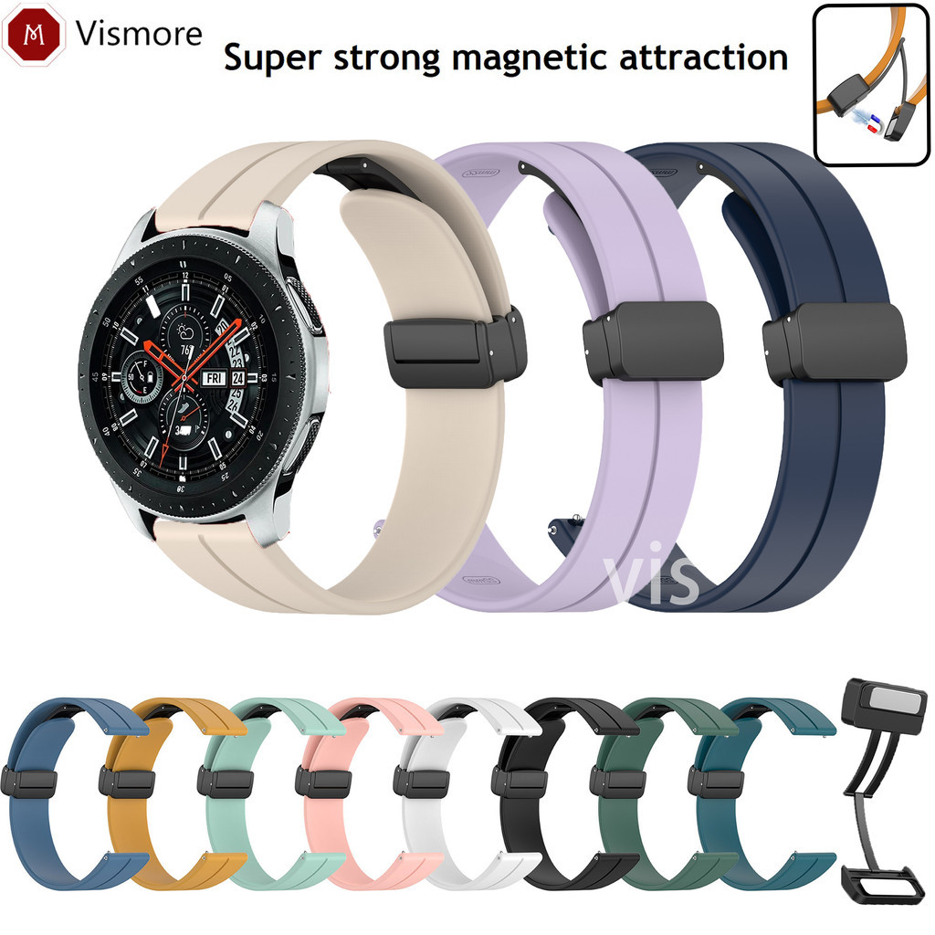 Dây đeo gấp nam châm silicon 20mm 22mm cho Samsung Galaxy Watch3 41mm 45mm 42mm 46mm Frontier Soft S