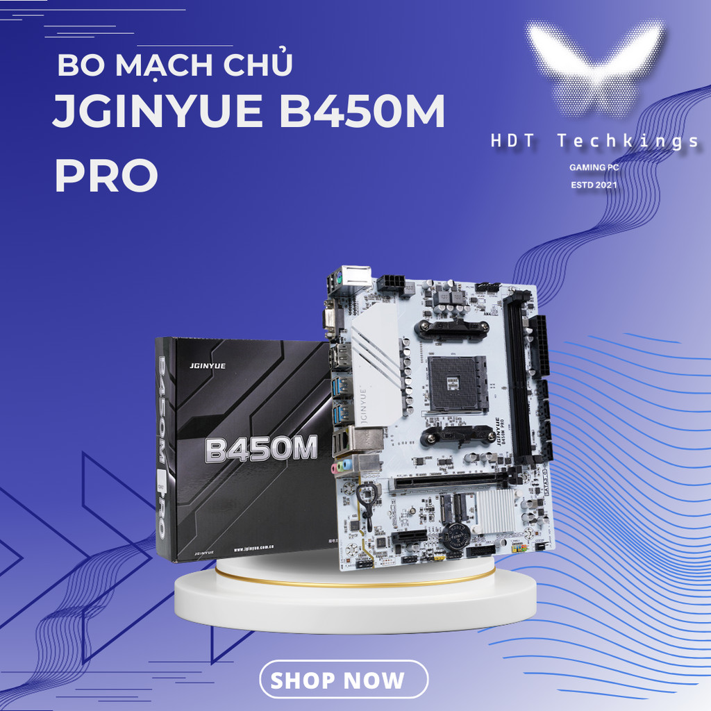 Mainboard AMD JGINYUE B450M Pro - Bo Mạch Chủ Chuyên Game AM4, Hỗ Trợ Ryzen 5000 Series, Khe M.2 NVM