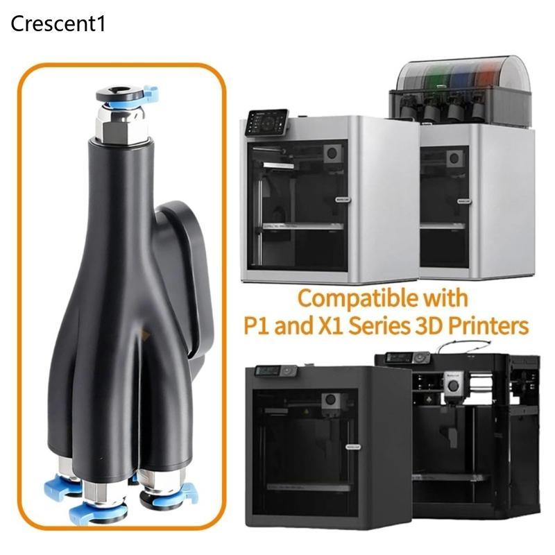 4-in-1 PTFE Adapter 3D Printer Filament Tube 4 Feeding for P1P/P1S/X1C