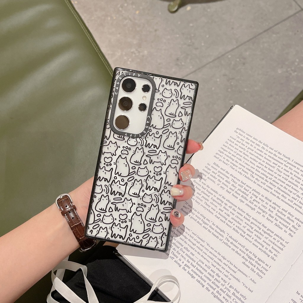 [Line Cat] Ốp điện thoại acrylic trong suốt CASETIFY phù hợp cho Samsung Galaxy S25 Ultra S24 Ultra 