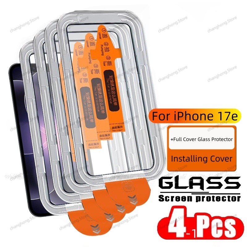 1-4 Chiếc Cho iPhone 17e Kính iPhone 17e 16e SE4 Kính Cường Lực Full Cover Keo Bảo Vệ Điện Thoại 9H 