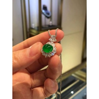 Mặt Dây Chuyền Cao Cấp Chất Liệu Xanh Mặt Trứng Chalcedony và Kim Cương Trắng, Thích Hợp Cho Ngày Lễ