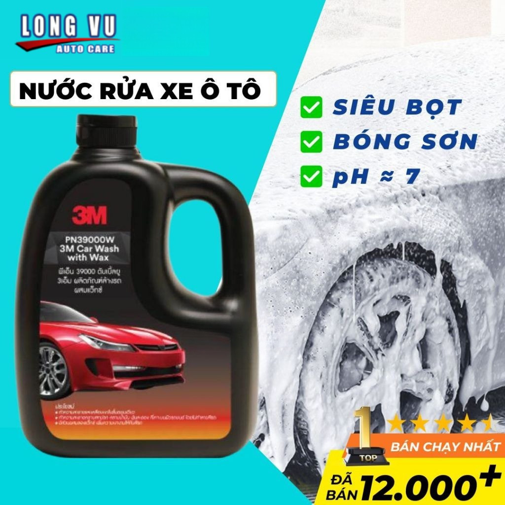 Nước rửa xe ô tô siêu bọt 3M Car Wash With Wax PN39000W- 1L