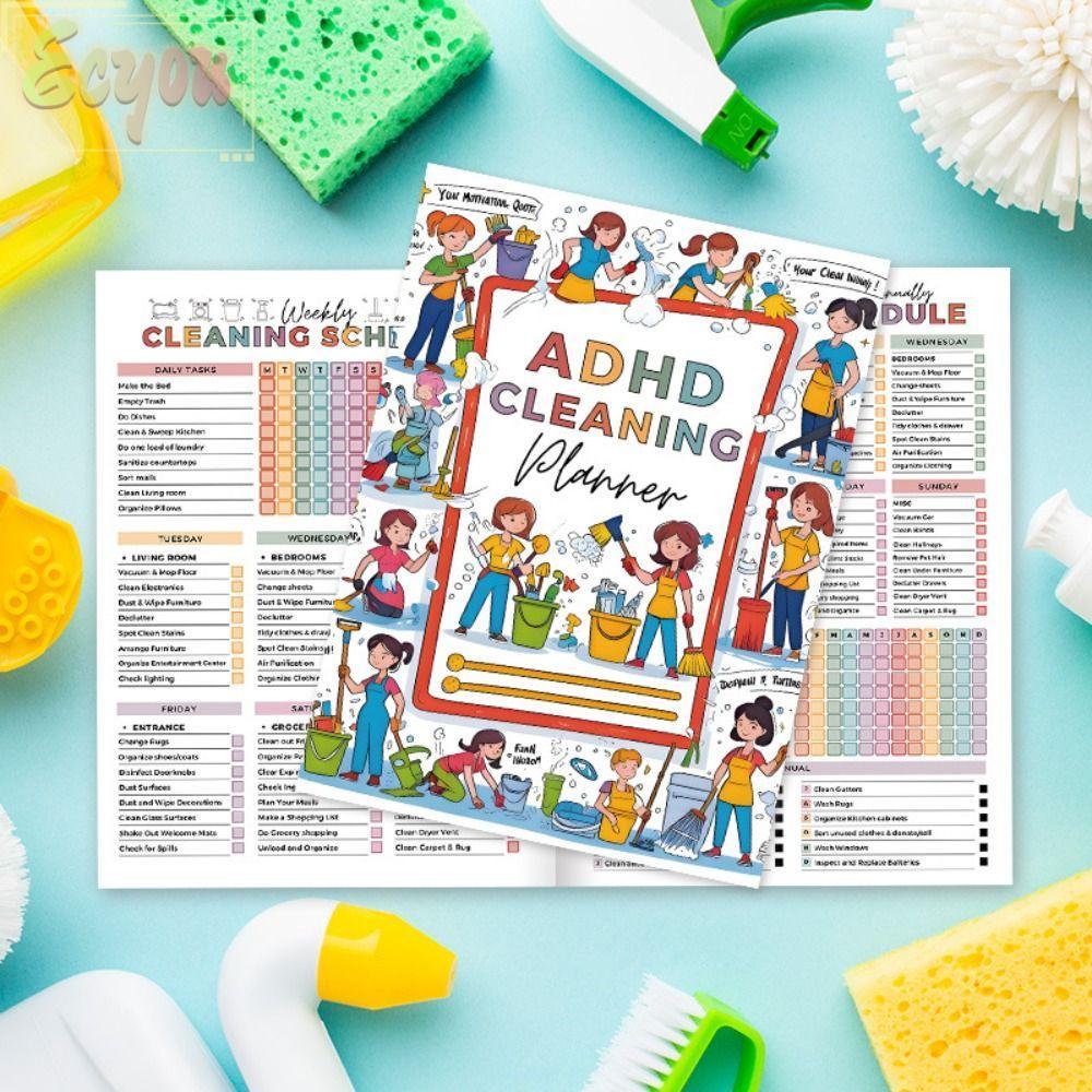 ECYOU Adhd Cleaning Planner, List Home Chore Chart Organizing Planner, Daily Daily Weekly Weekly Wee