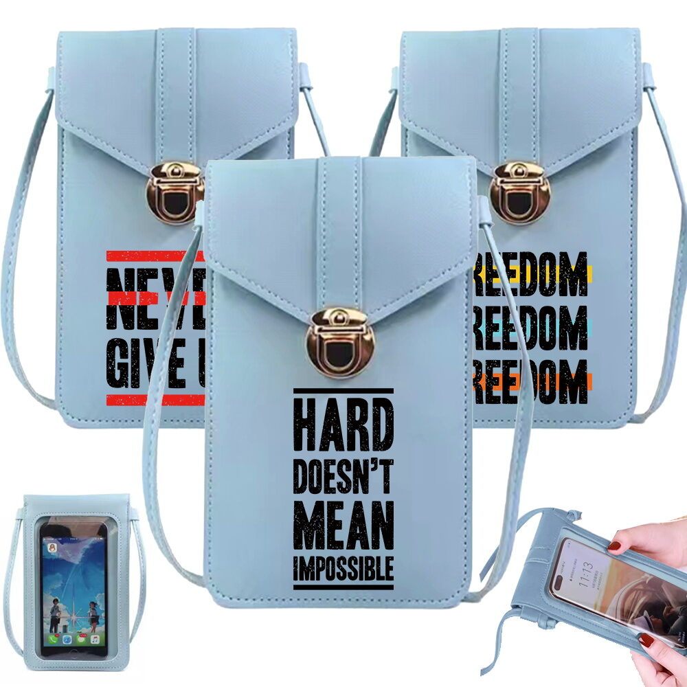 Blue  READY STOCK Touch Screen Korean-style Universal phone pouch Crossbody bag Mobile Phone Bag  wo