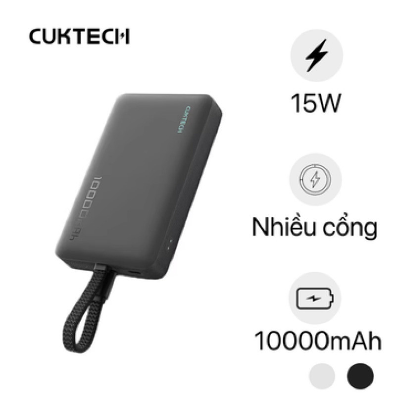 Pin dự phòng Cuktech CP132ML 1C Magnetic 10000mAh 15W tích hợp cáp Type-C WPB100L