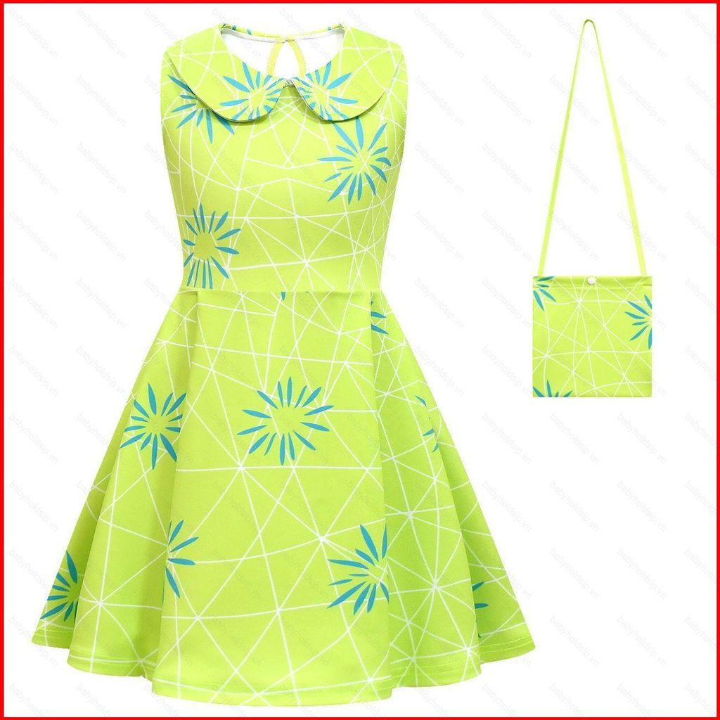 BS1 2 Cái / bộ Inside Out 2 Joy Cosplay Vải 3D Váy Mùa Hè Cho Trẻ Em Bé Gái Túi Trang Phục Tiệc Hall