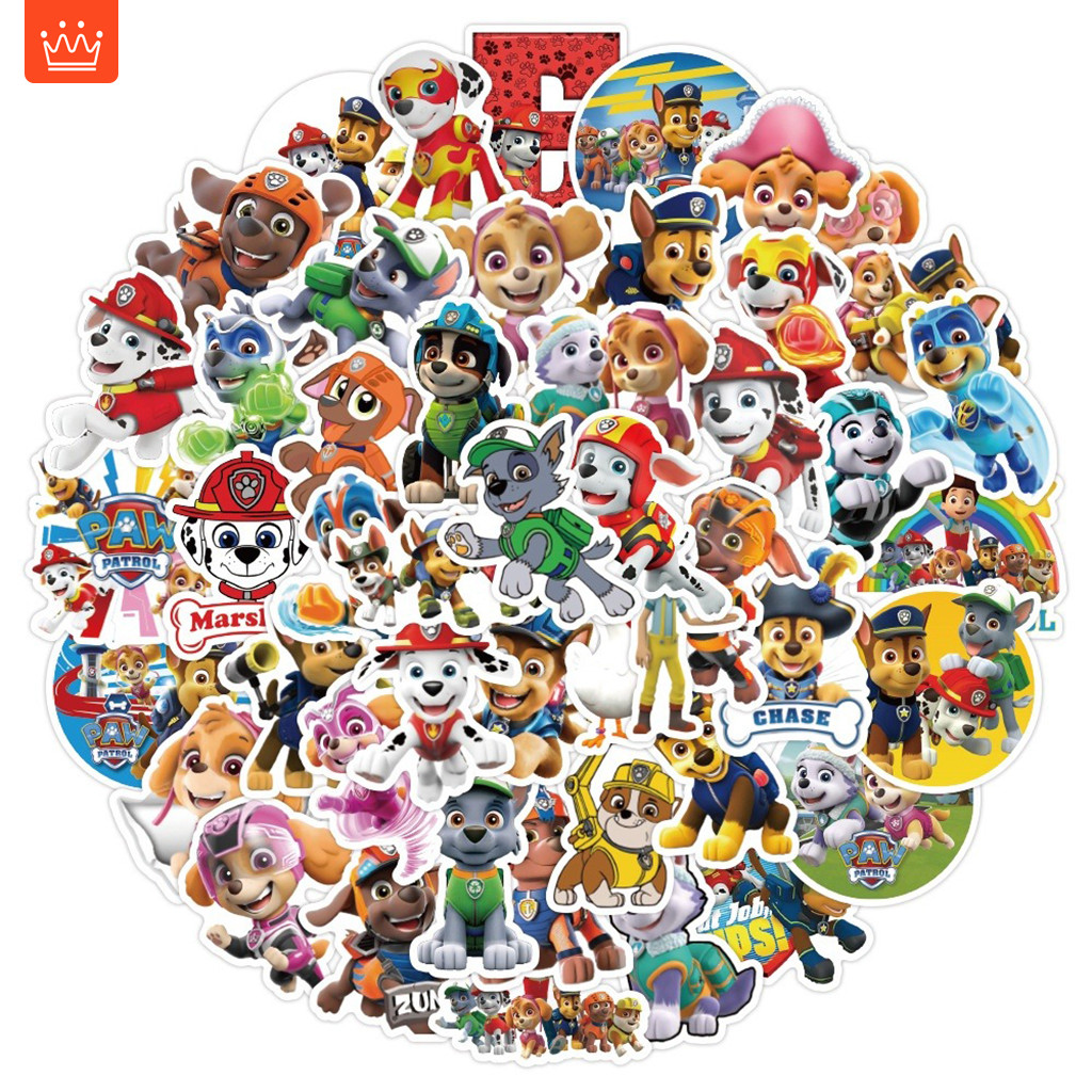 J· Bộ Sticker PAW Patrol Hình Dán Chống Nước Nhãn Dán Tem Dán Graffiti Phim Hoạt Hình Cho Trẻ, 50 tờ