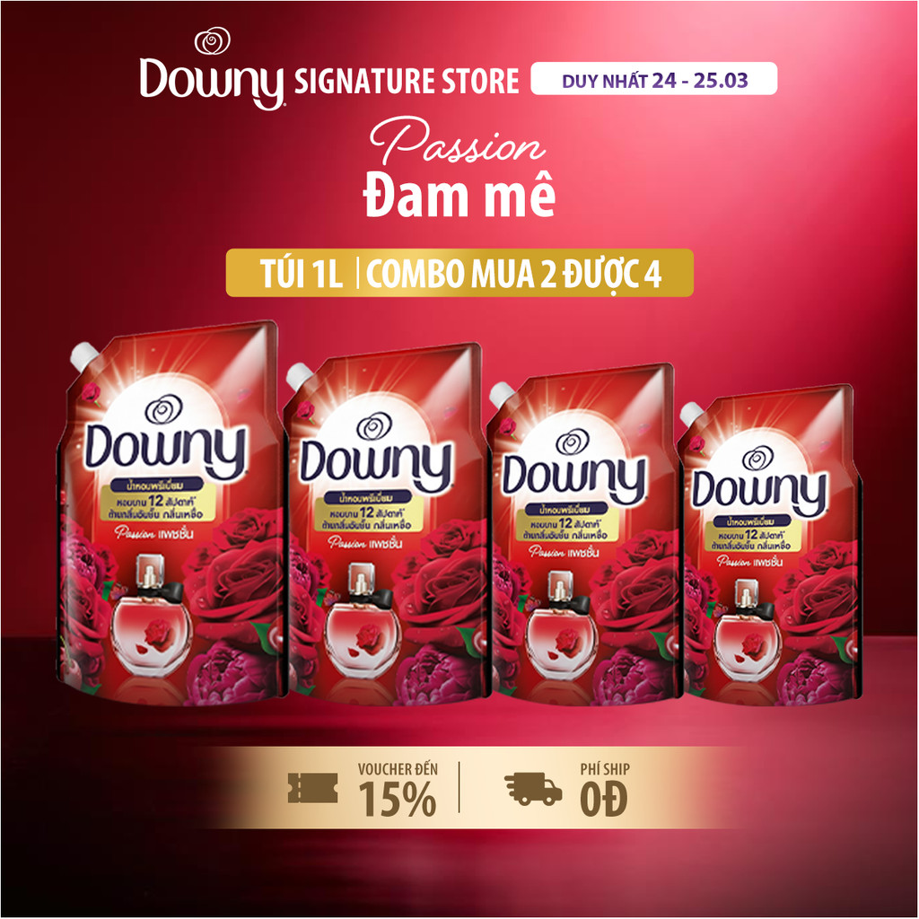 Combo 4 Nước Xả DOWNY Đam Mê Túi 1L