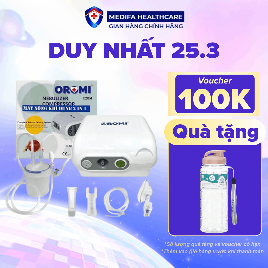 Máy Xông Hút Mũi Họng 2 Trong 1 Oromi C28M Công Suất Máy Lớn, Độ Bền Cao, Phù Hợp Dùng Cho Cả Gia Đình