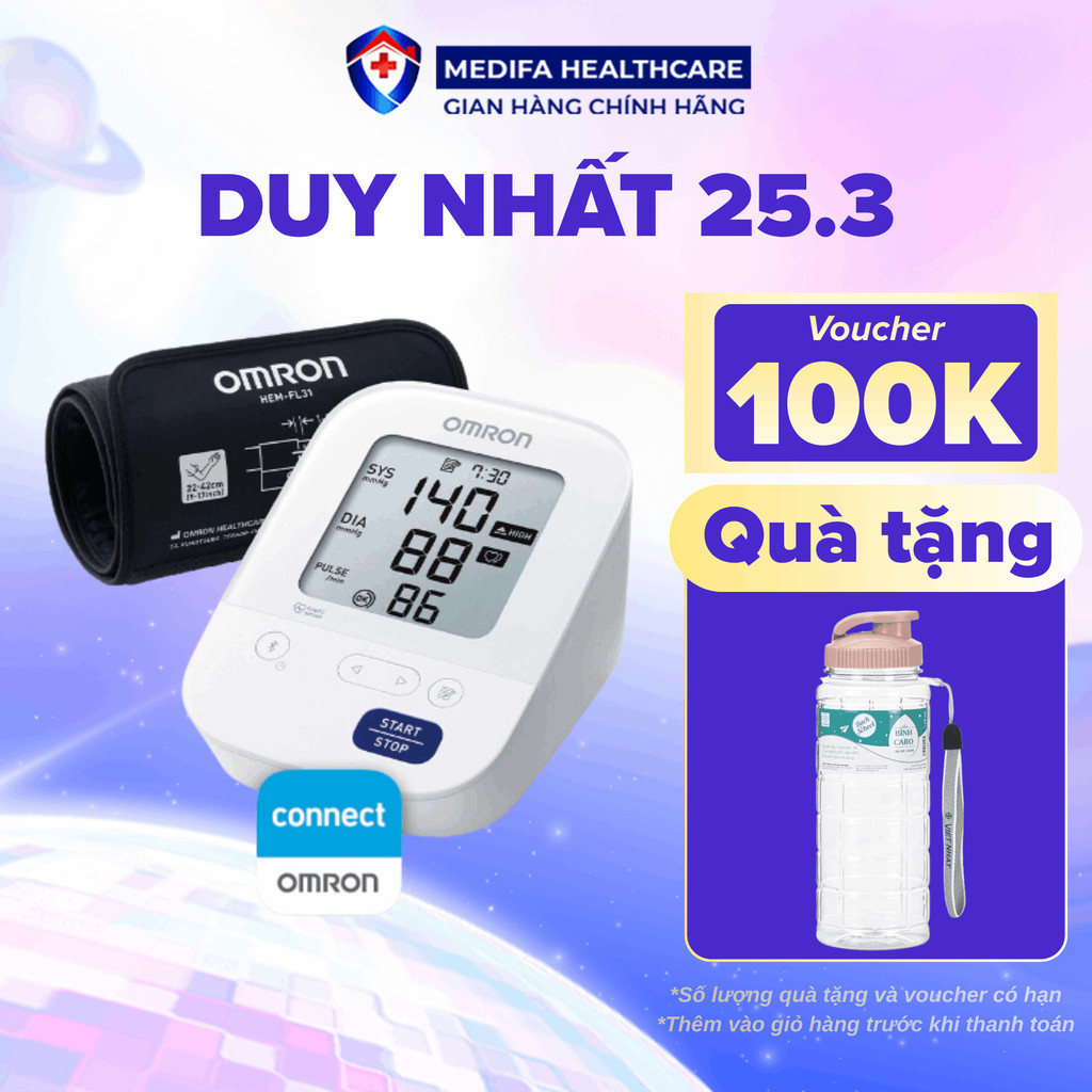 Máy Đo Huyết Áp Tự Động Omron HEM-7156T Vòng Bít °IntelliWrap™ 360° Chính Xác, Kết Nối Bluetooth