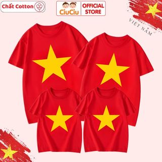 Áo Phông Gia Đình 9-85kg Cờ Đỏ Sao Vàng Việt Nam CIUCIU Áo Thun Chất Cotton Mềm Mát Thấm Hút Mồ Hôi