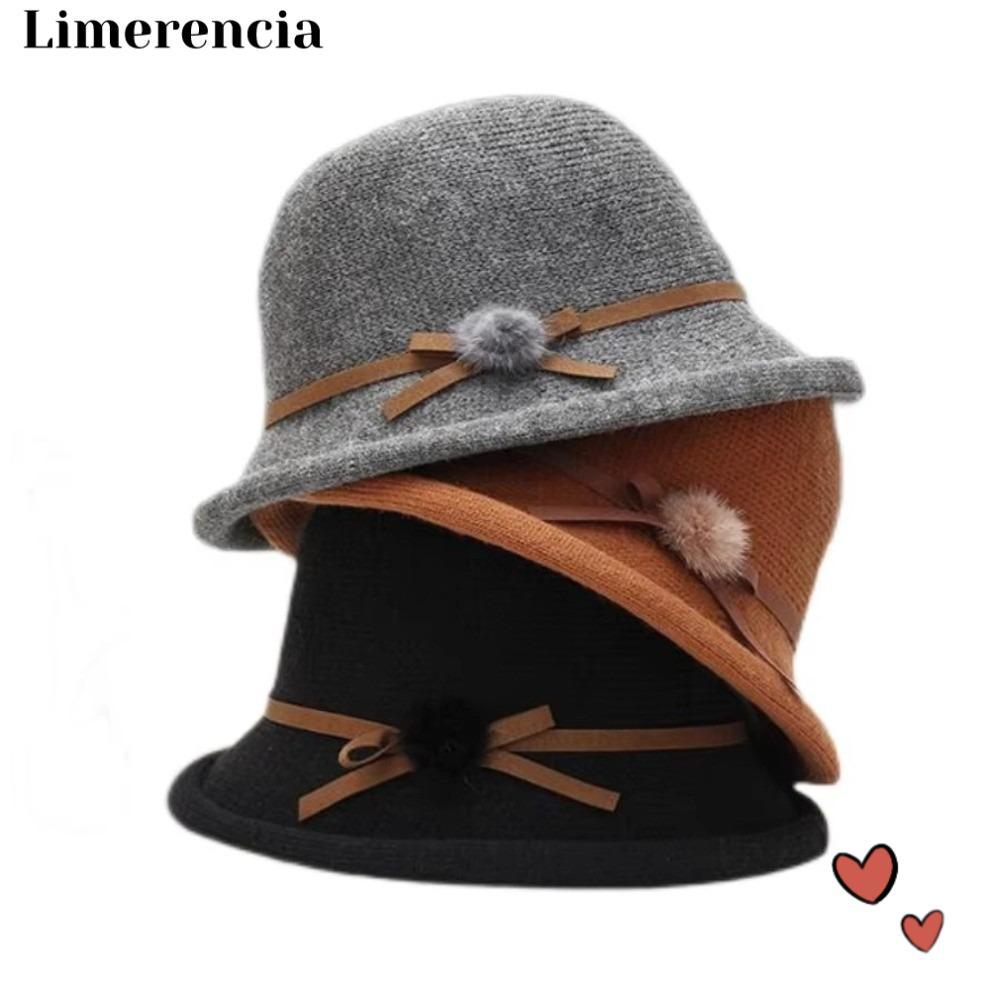 LIMERENCIA Dome Basin Hat, Fur Ball Che Nắng Top Hat, Phiên Bản Hàn Quốc Nơ Nữ Thu Đông