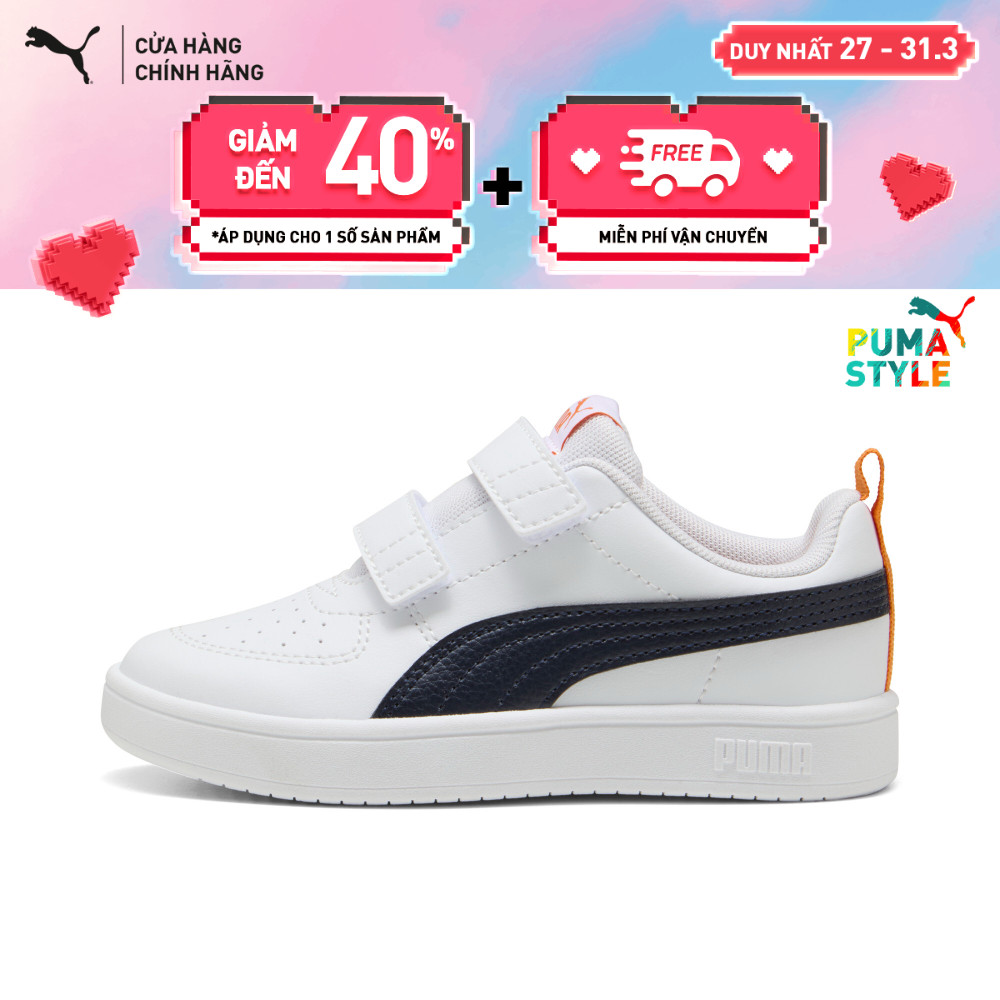 Giày Trẻ Em Thời Trang PUMA Unisex Rickie V PS White-New Navy-Dark Poppy Màu Trắng