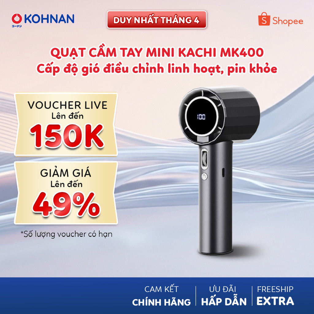 Quạt cầm tay mini KACHI MK400 nhiều cấp độ gió điều chỉnh linh hoạt, pin khỏe từ 3H - 12H