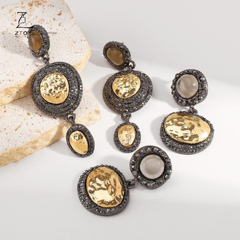 Ztoyl Trang sức kim cương giả Bohemia vintage - Bông tai bejeweled và mặt dây chuyền thanh lịch cho 