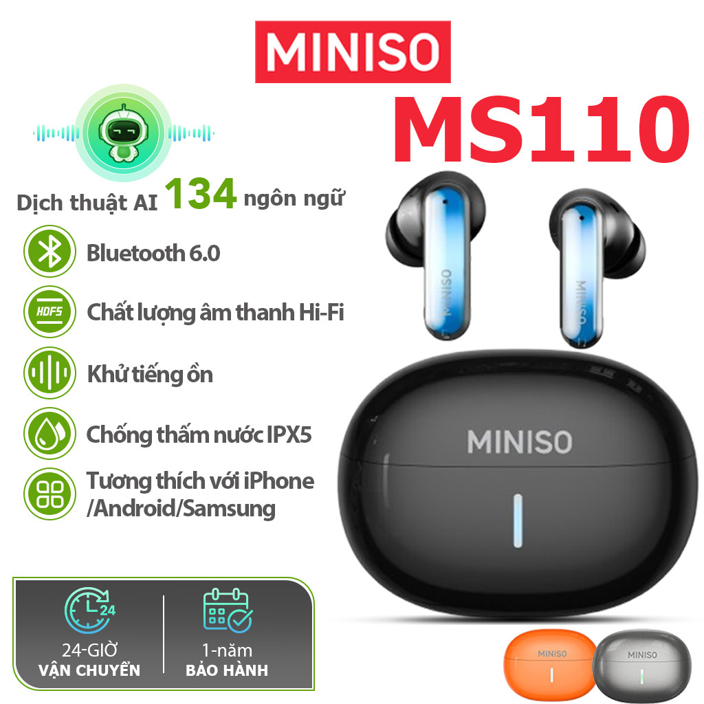 MINISO MS110 AI Dịch Tai Nghe Có Thể Dịch 134 Ngôn Ngữ Hỗ Trợ Video Phụ Đề Dịch Thông Minh Giảm Tiếng Ồn Nhiều Màu Sắc Dải Ánh Sáng Trang Trí | BigBuy360 - bigbuy360.vn