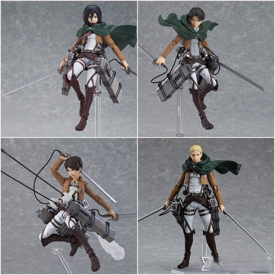 16cm Khớp FULLBOX [ Hỏa tốc HCM ] Mô hình figma Attack on Titan Eren Levi Mikasa Erwin