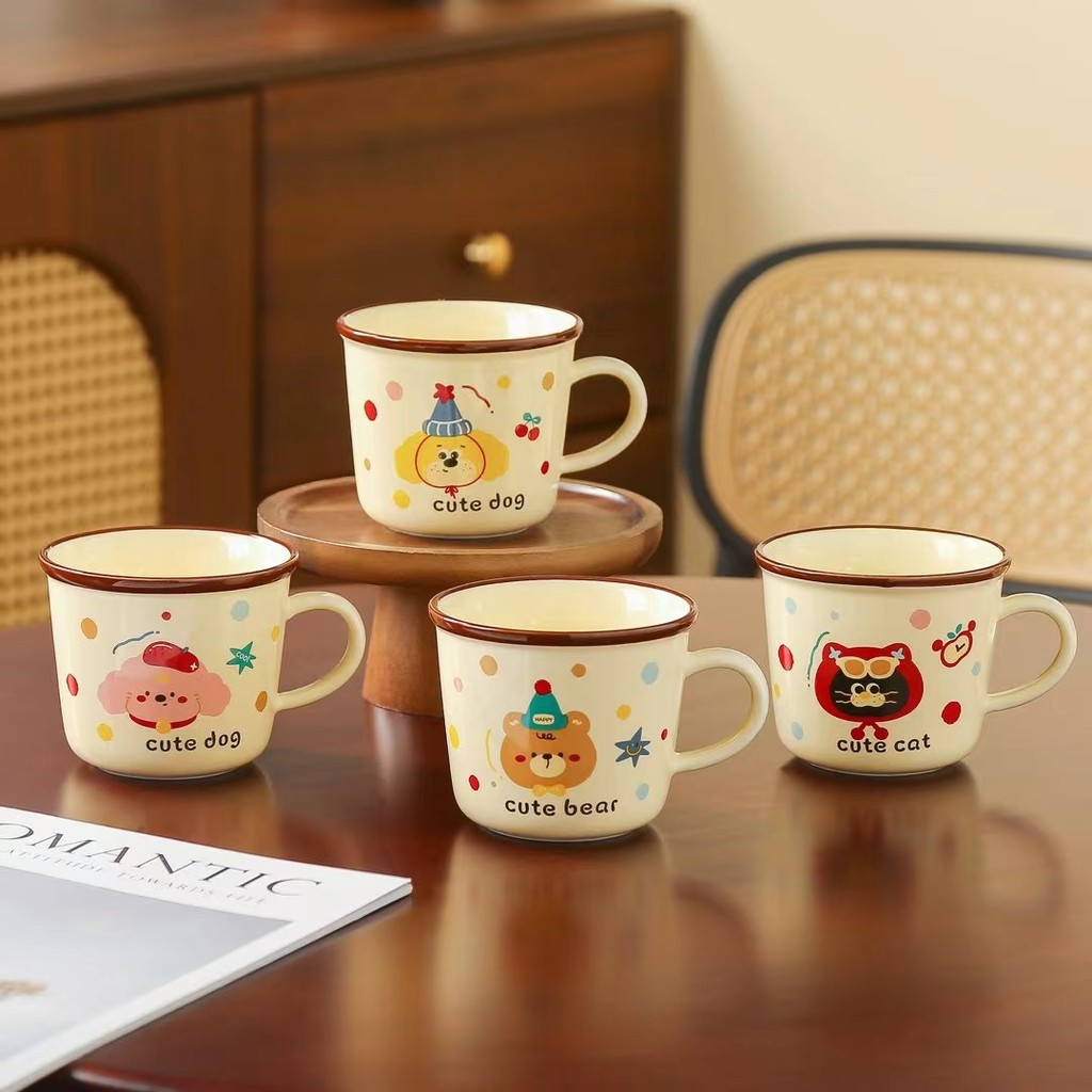 Hoạt Hình Dễ Thương Vui Nhộn Cốc Gốm Sinh Nhật Giá Trị Cao Cả Tháng Cốc Lưu Niệm Cô Gái Hộ Gia Đình 