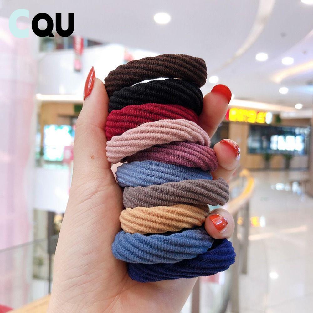 CQU - 10 Chiếc Scrunchie Dầy Co Giãn, Phụ Kiện Tóc Cho Bé Gái