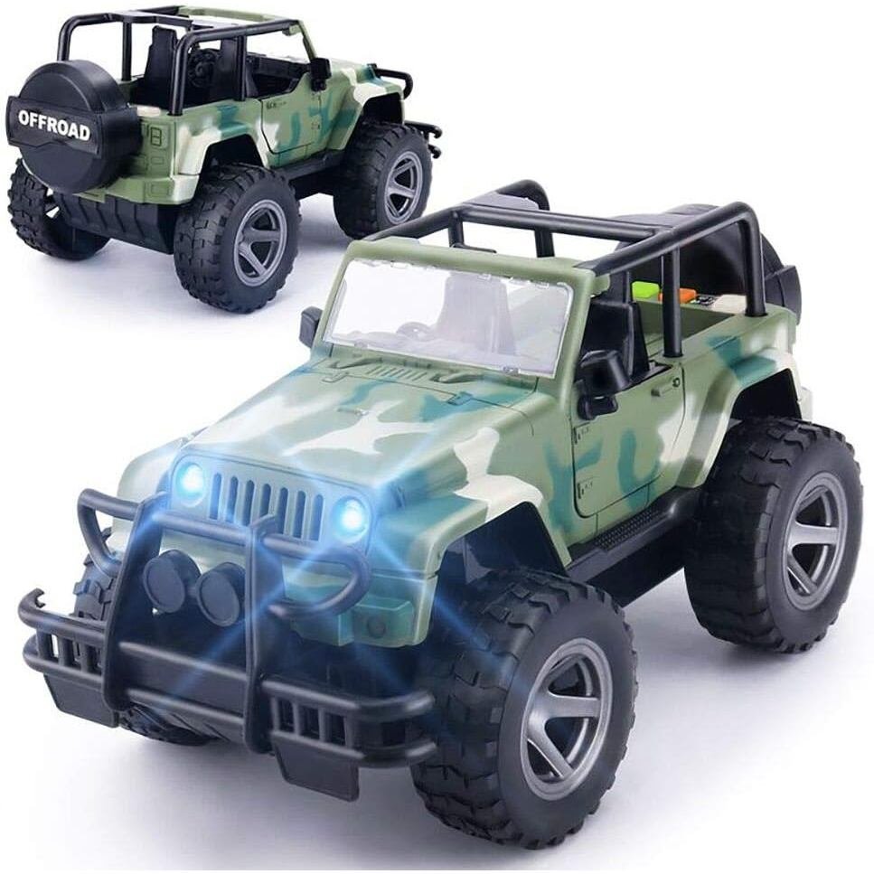 Đồ chơi ô tô 1: 16 Máy bay chiến đấu quân sự địa hình Xe đồ chơi ma sát có đèn và âm thanh vui nhộn 