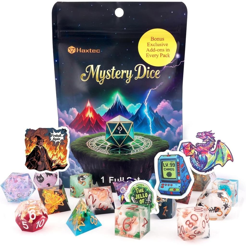 Bộ xúc xắc bí ẩn Haxtec Resin Sharp Edge DND Dice Phạm vi rộng các mẫu xúc xắc chơi game đa chiều ch