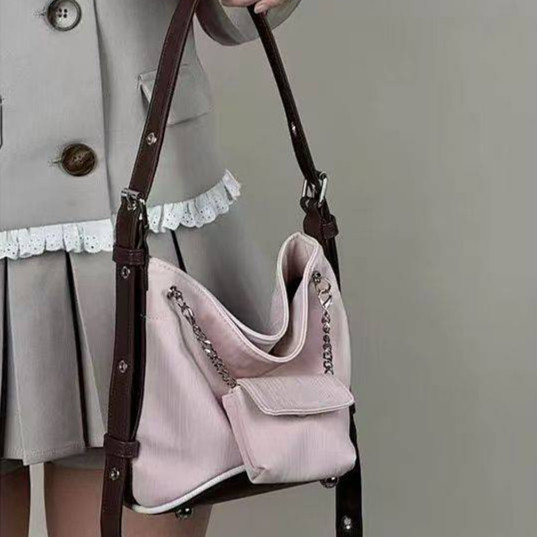 Pink Splicing Package Tote Bucket Bag Commuter Bag Shoulder Messenger Bag KRDb