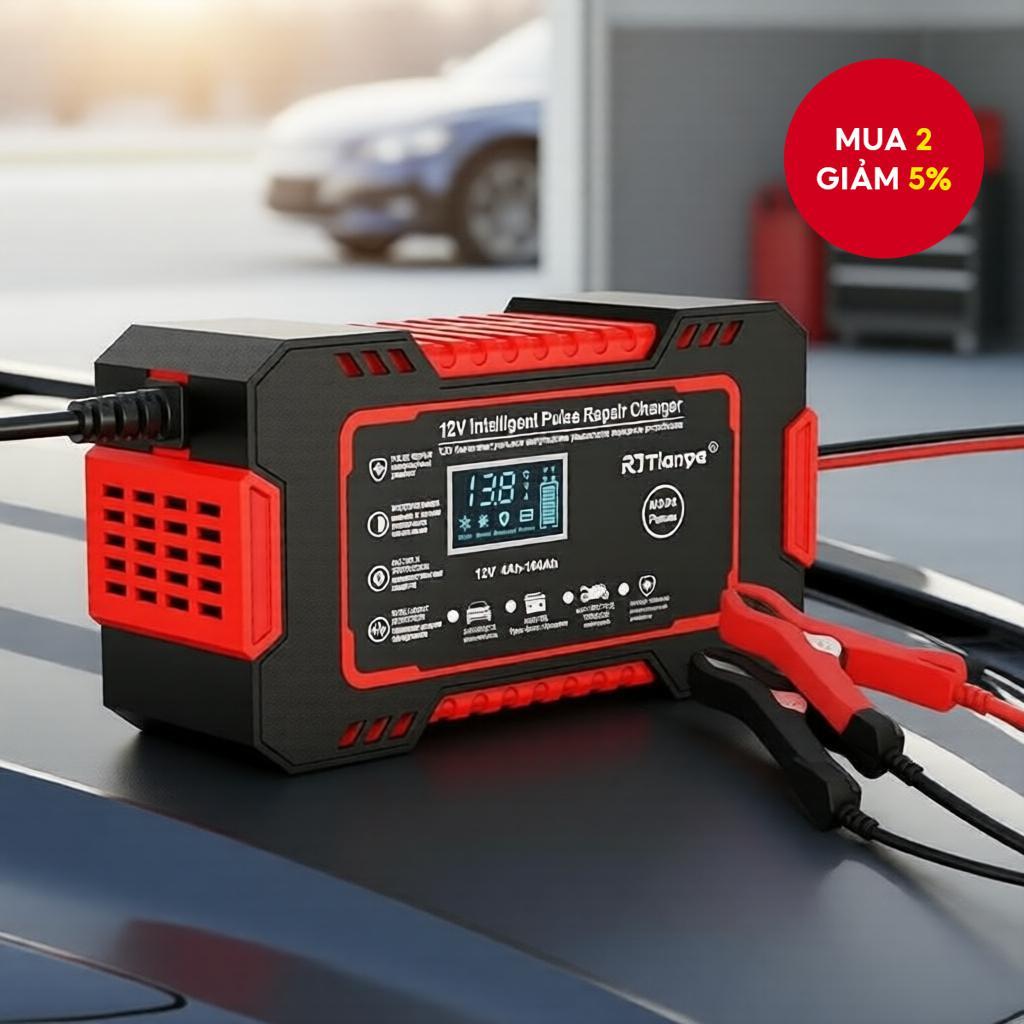 Bộ sạc pin ô tô 12V thông minh, bảo trì 4Ah-100Ah, khử sulfat với bù nhiệt độ