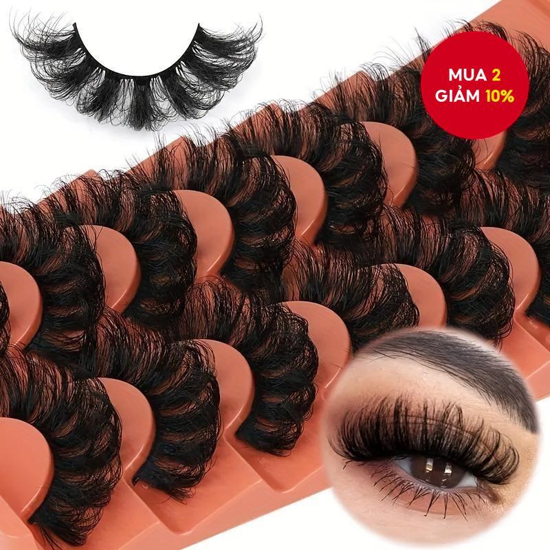 7 Cặp Lông Mi Chồn, Lông Tơ, Dày 20Mm, Lông Mi Giả Uốn 8D