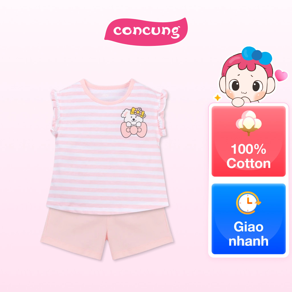 Bộ bé gái ngắn Animo Easy TX0226013 (1Y,Trắng-hồng,TT16)