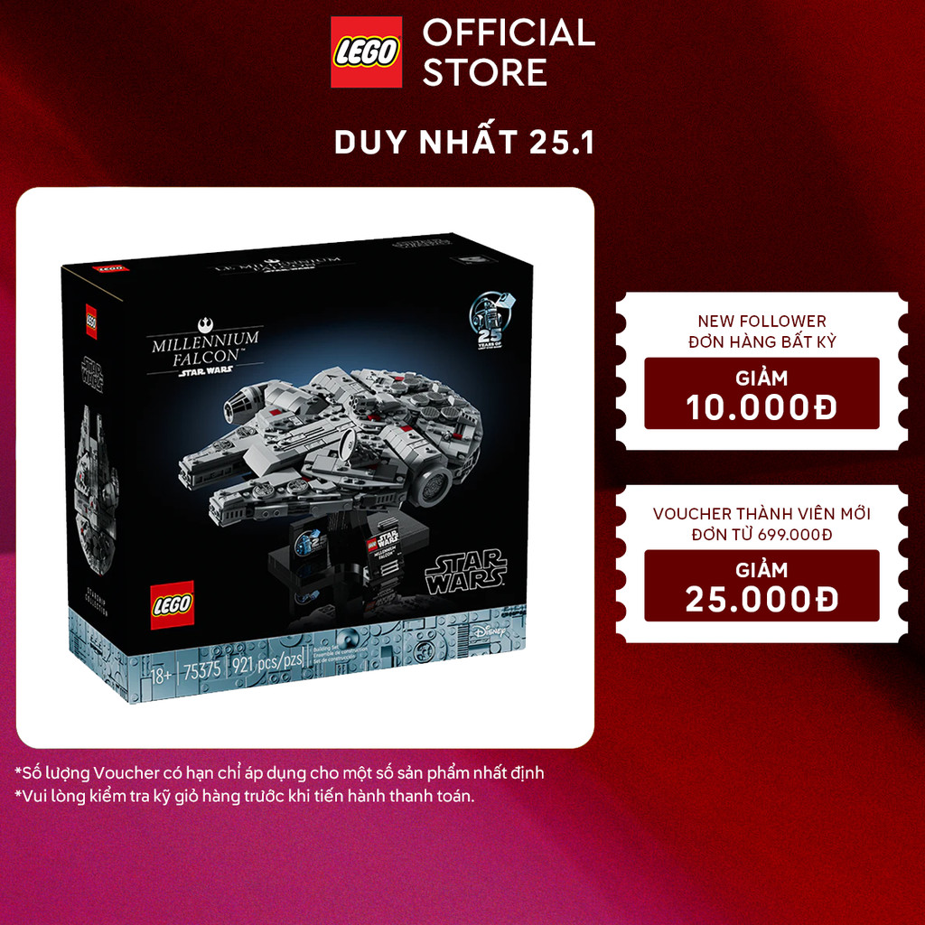 LEGO STAR WARS 75375 Đồ chơi lắp ráp Phi thuyền vũ trụ Millennium Falcon (921chi tiết)