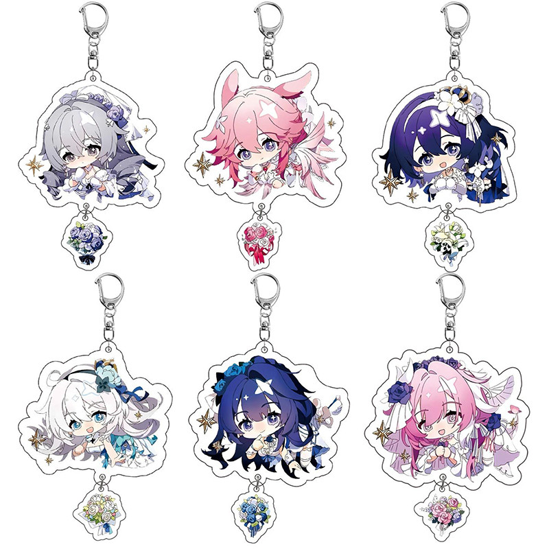 Game Honkai 3 Keychain Elysia Kiana Kaslana Yae Sakura Seele Vollerei Figure Pendant Car Key Chain J