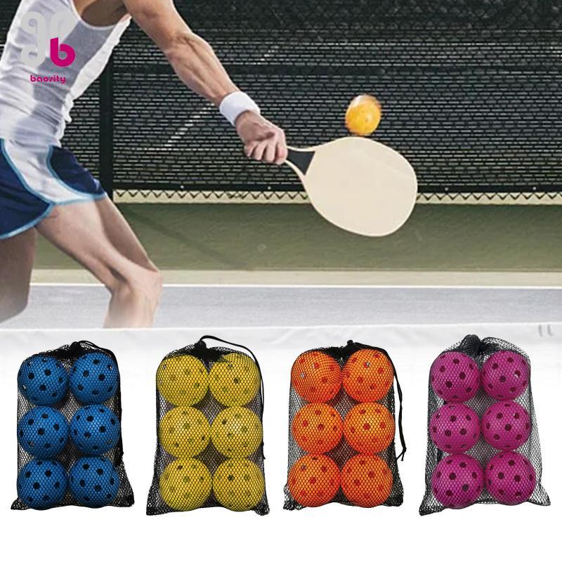 Baosity 6x Quả Bóng Pickleball 40 Lỗ Phụ Kiện Quả Bóng Pickleball Nhẹ Thực Hành Quả Bóng Cho Sân Ngo