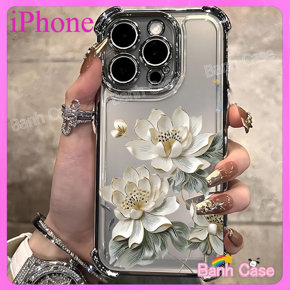 Ốp lưng iPhone hoa trắng cho iPhone 17 16 15 14 13 12 11 Pro Pro Max 6 6S 7 8Plus X XS XR XS Max Ốp lưng silicon TPU mềm