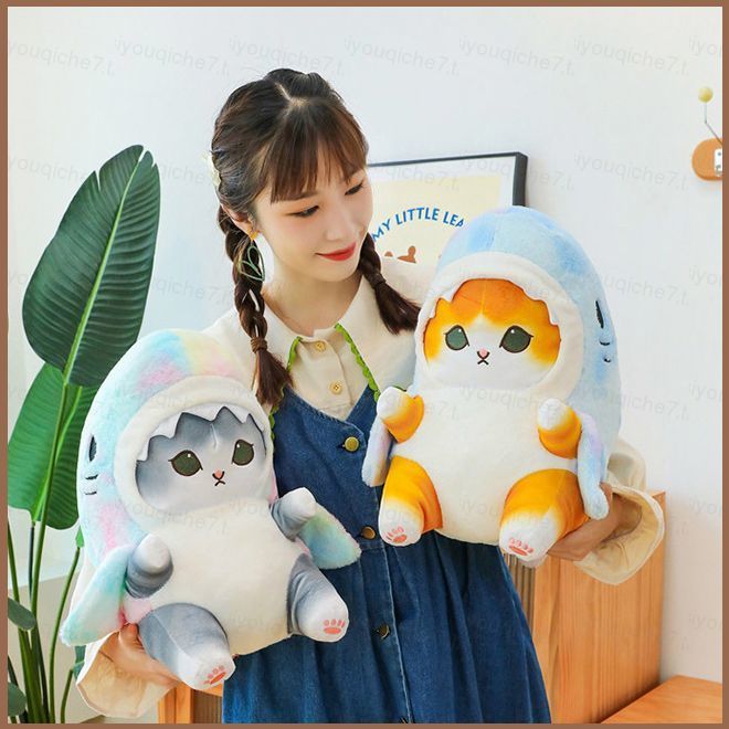 SY Shark Cat Plushie Đáng Yêu Sang Trọng Đồng Hành Búp Bê Hợp Thời Trang Đồ Chơi Nhồi Bông Gối