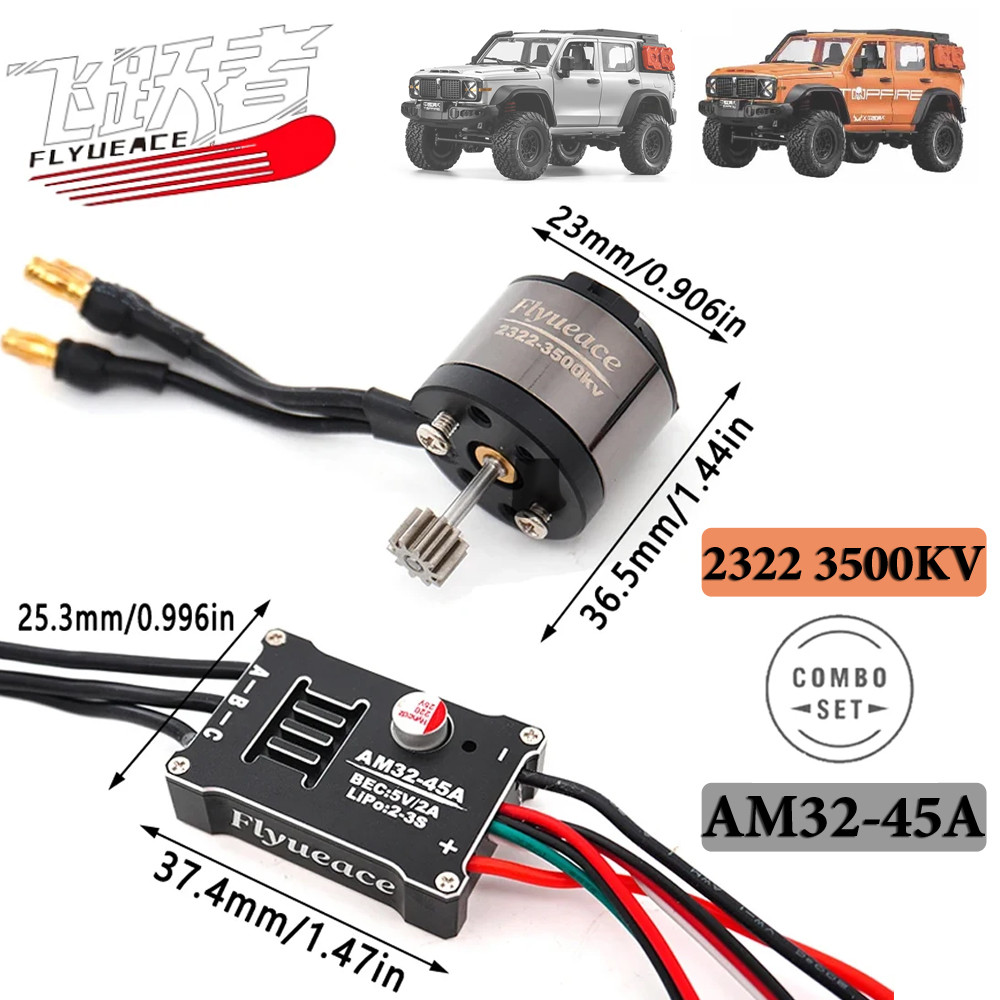 Flyueace MN-300 RC Phụ tùng ô tô 2322 3500KV Động cơ không chổi than AM32 45A ESC cho xe RC Bánh xíc
