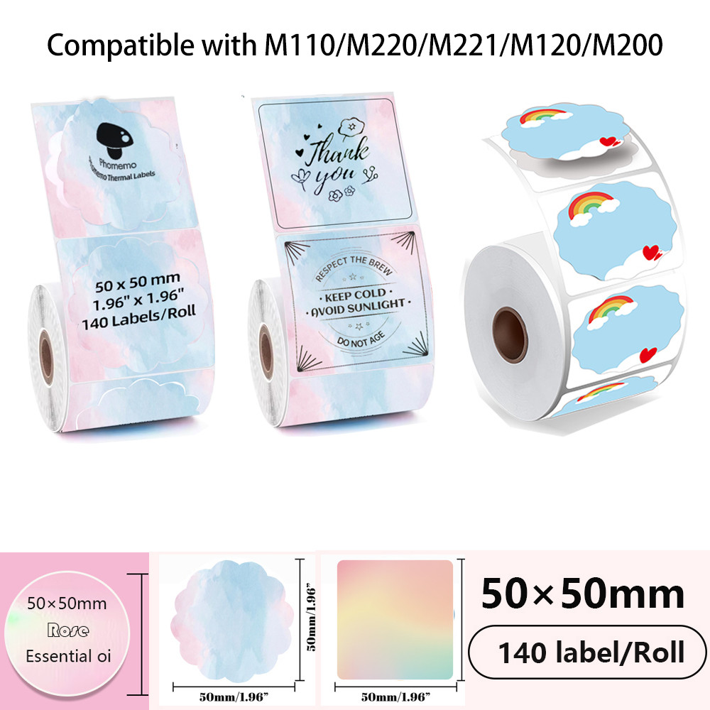 1 Cuộn M110 Giấy Nhãn Tự Dính Cho Phomemo M110 / M200 Nhãn Máy In Miếng Dán Trong Suốt Tròn Vuông Mã