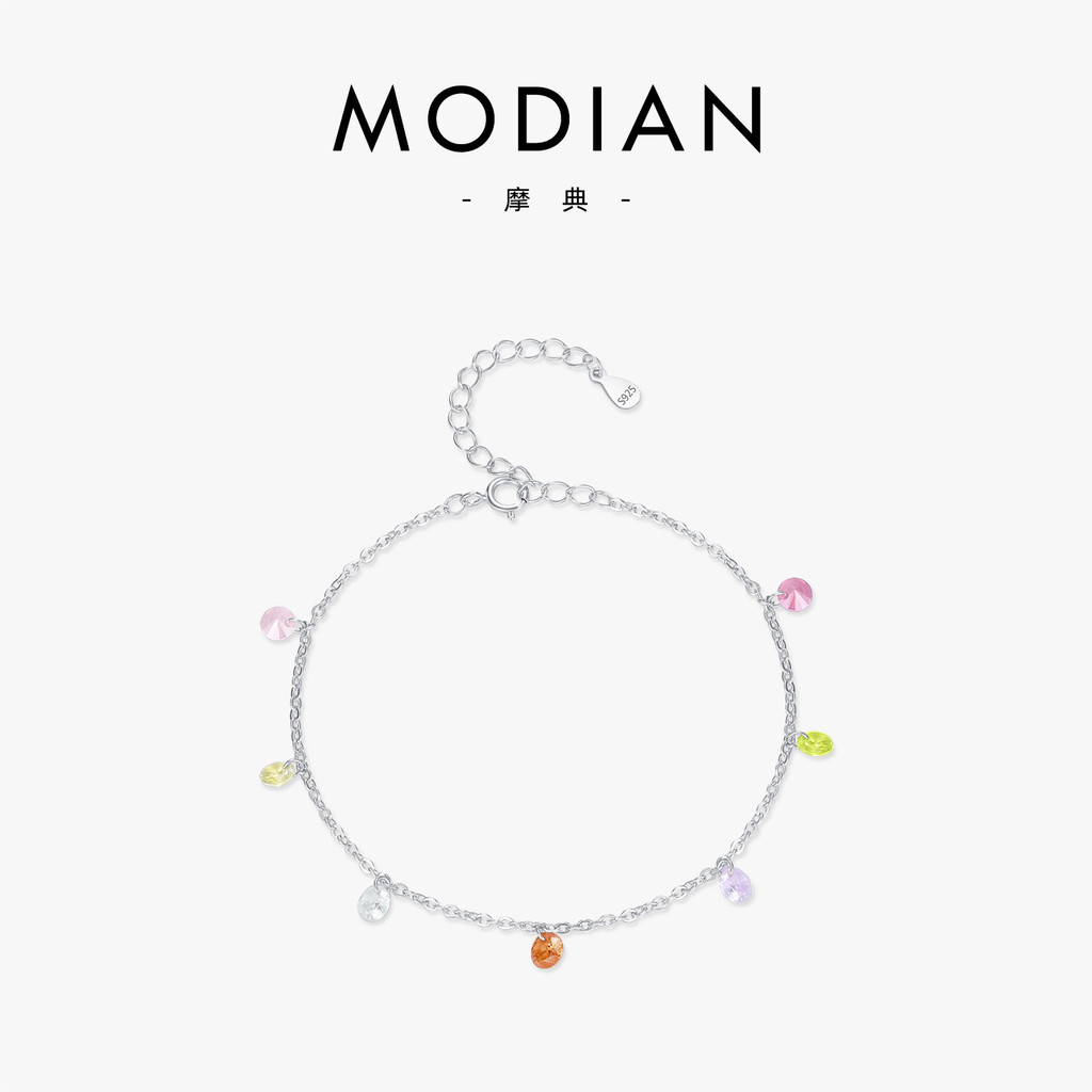 s925Sterling Silver Summer Colorful Crystal Dopamine Bracelet Sweet Stacking Bracelet for Women