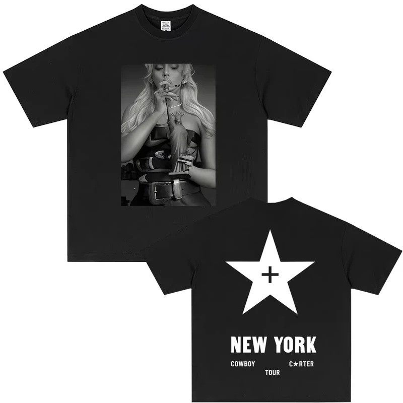 Beyonce Cowboy Carter New York Tour Áo nam Nữ Vintage Cotton Thời Trang Nam Pop Họa Tiết Bài Hát