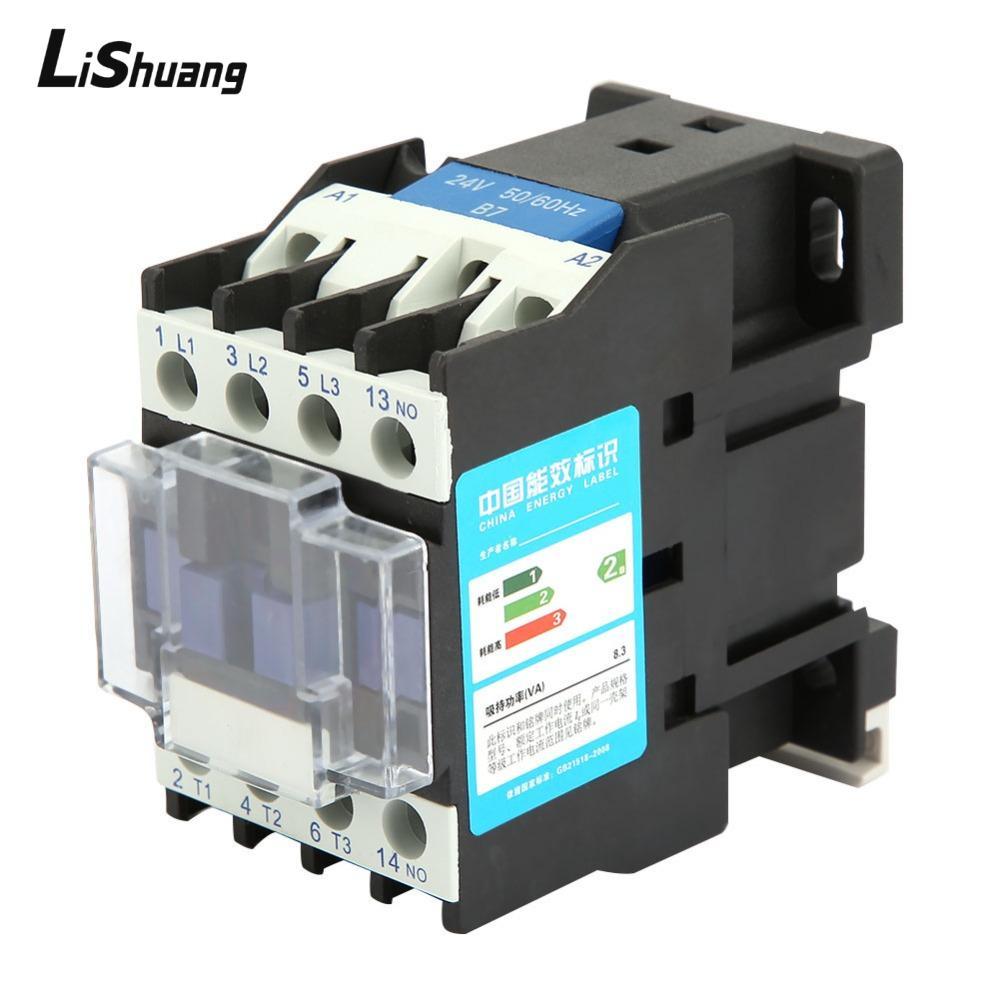 LISHUANG AC Contactor, 24V / 36V / 48V / 110V / 220V / 380V AC 12A Contactor, Rail Mount CJX2-1210 C