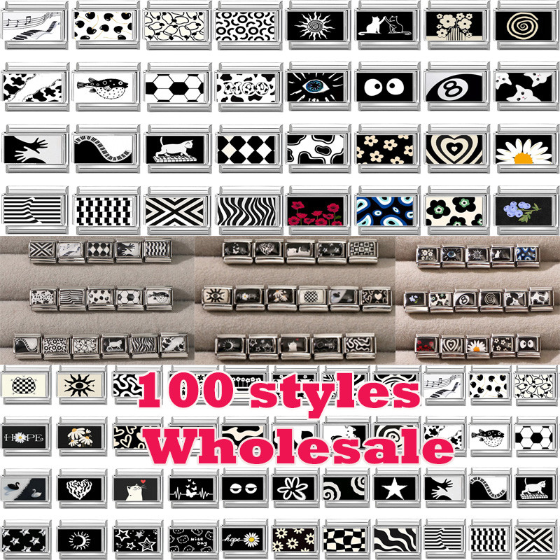 Vòng tay Y2K thiết kế trái tim, hoa hướng dương và ngôi sao tai chi mắt mèo, thép không gỉ, phù hợp DIY làm quà tặng