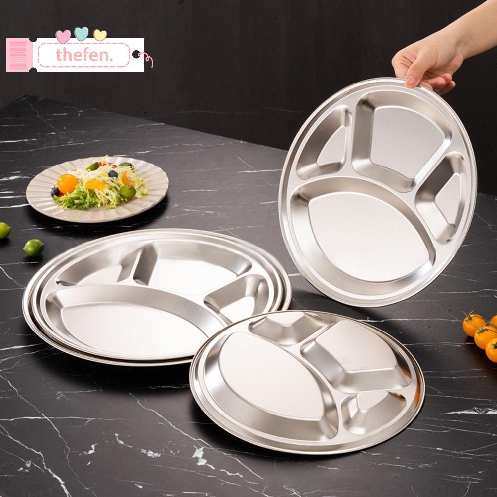 THEFEN 1 Tấm Khay, Khay Phục Vụ Thực Phẩm Chia 4 Ngăn Bằng Thép Không Gỉ, Roti Canai 26 / 28 / 30 / 
