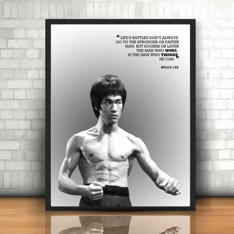 Chống Thấm Nước Khung Bruce Lee Trung Quốc Kung Fu Võ Thuật Phim Canvas Poster Trang Trí Tường