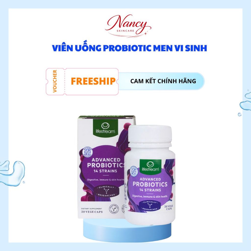 [Tem cty] Viên Uống Probiotic Men Vi Sinh 14 Chủng Lifestream Advanced Probiotics New Zealand 30 viê