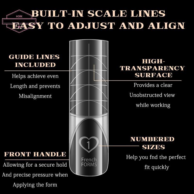 HORK 120 Chiếc Space French Dual Forms, 15 Kích Cỡ Khuôn Gel Xây Dựng Trong Suốt Cho Salon & DIY VN